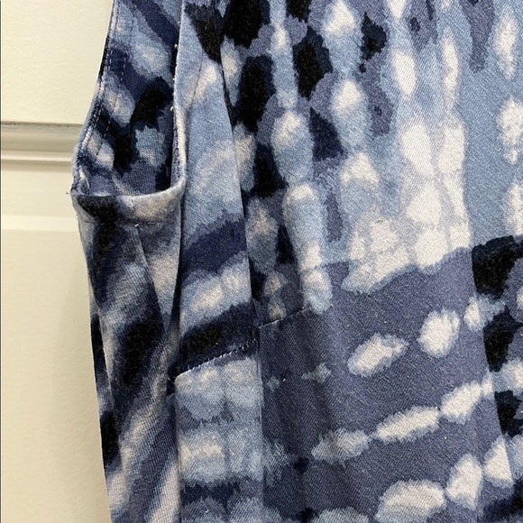 NIC+ZOE Sleeveless Gathered Waist Blue Watercolor Print Dress - Size Medium - Picture 3 of 16